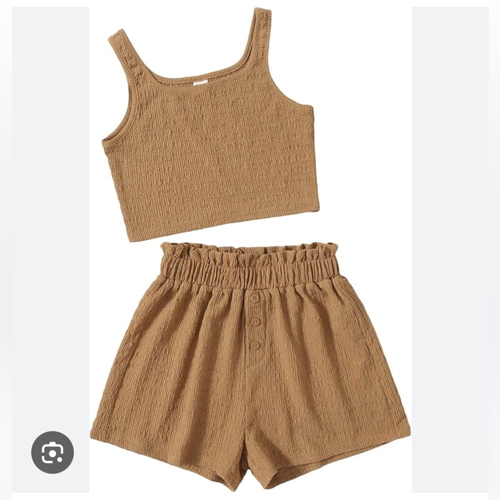 SHEIN Tan Textured Tank Top and Shorts Set size 8